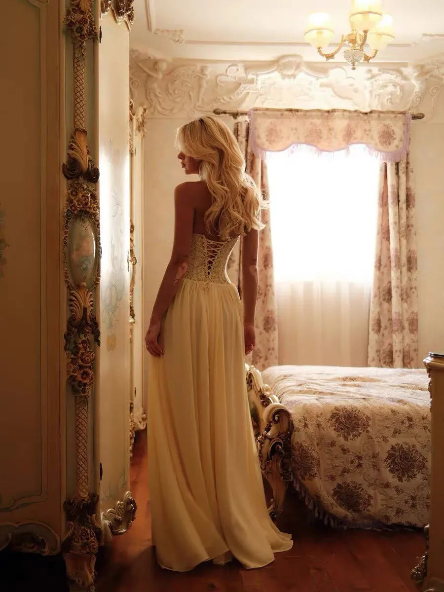 Abito lungo donna con scollo all'americana — immagine 1