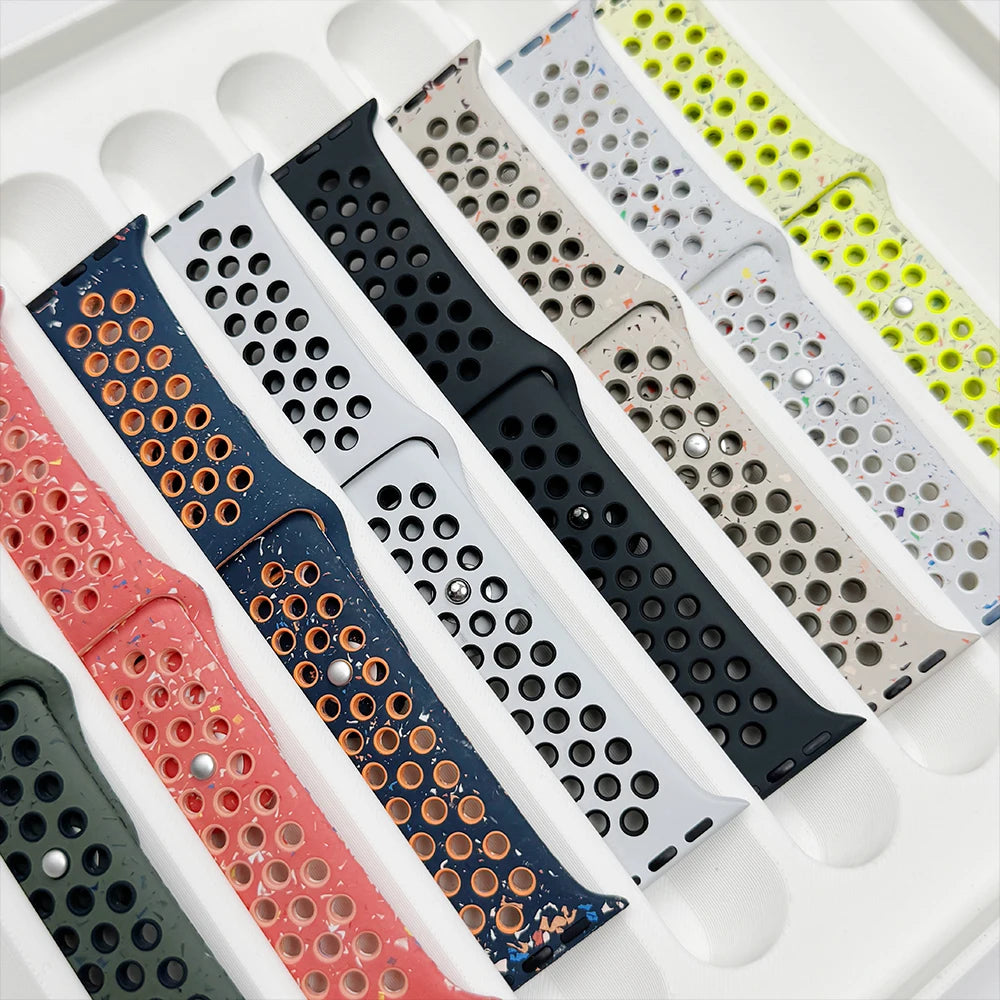 Sport Strap for Apple Watch ultra 4 3 2 49mm 38/40/41/42/44/45/46mm Breathable Silicone band for iWatch Series 12 11 10 9 8 7 SE