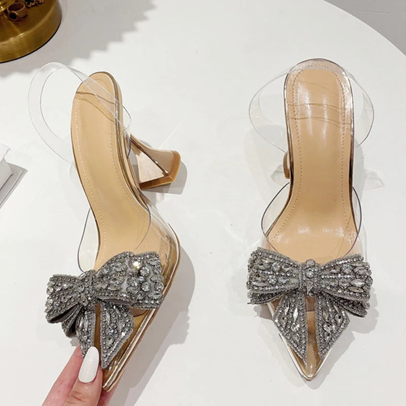 Slingback donna Liyke con fiocco e tacco a clessidra