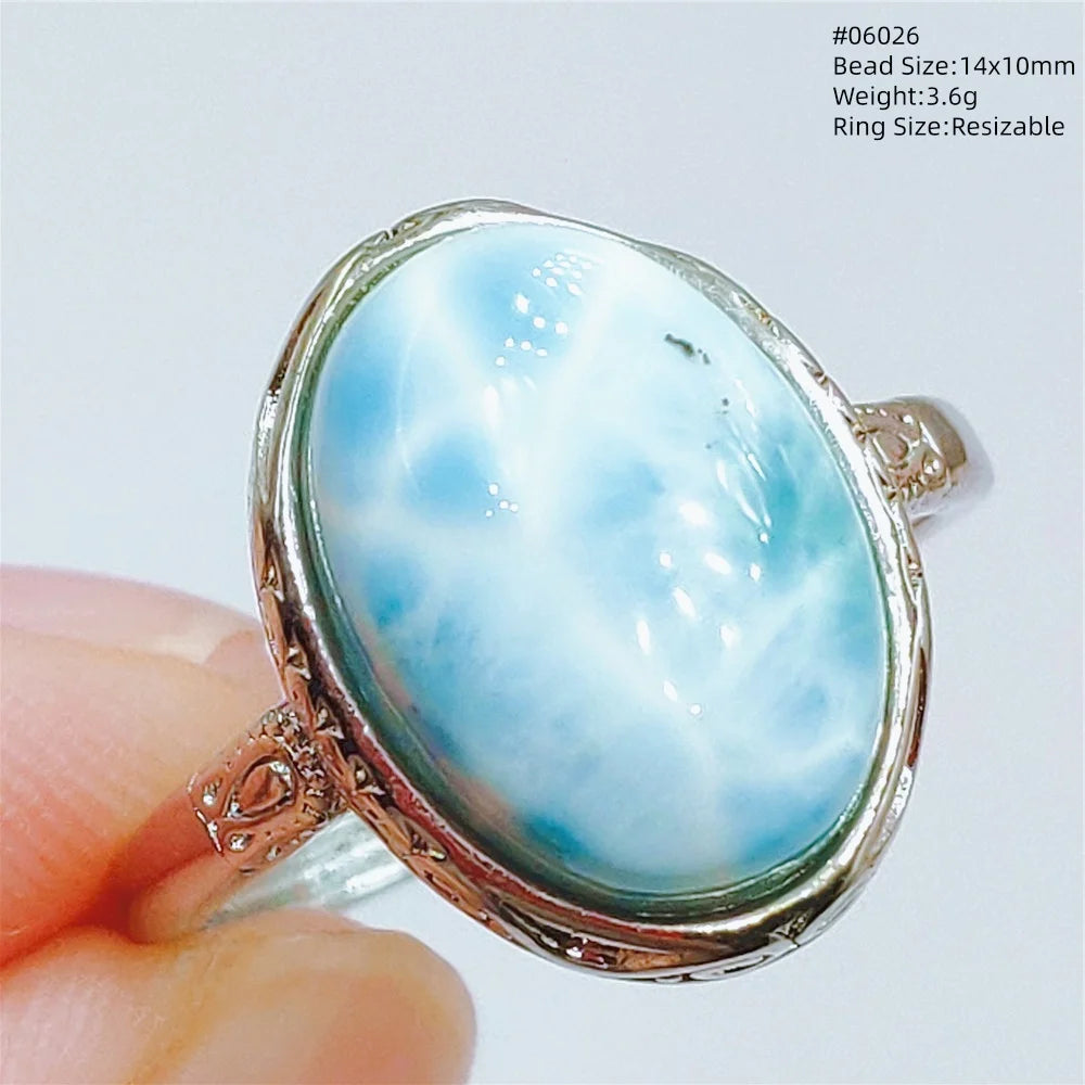 Anello regolabile in argento 925 con larimar