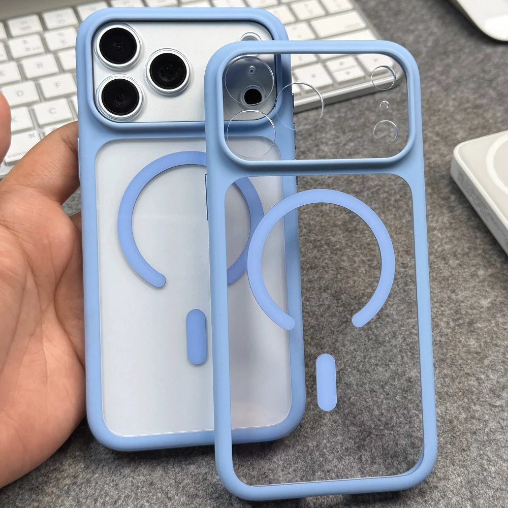 For Magsafe Transparent Case for iPhone 18 17 16 15 14 13 Pro Max Defender Camera AI Touch Control Wireless Charge Acrylic Cover