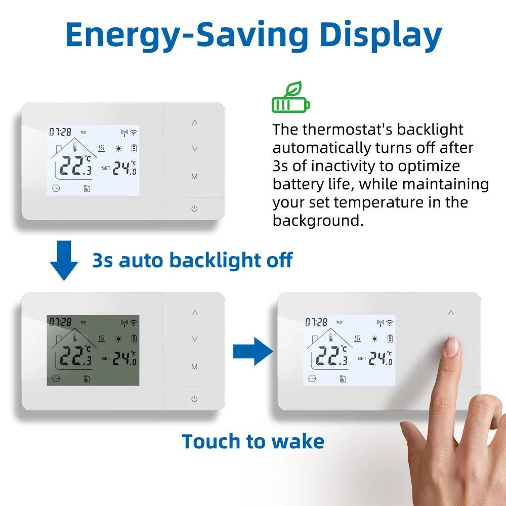 Beok Tuya Battery Heating Thermostat Wifi Heating/Cooling Temperature Controller for Gas Boiler Work with Google Home Alexa