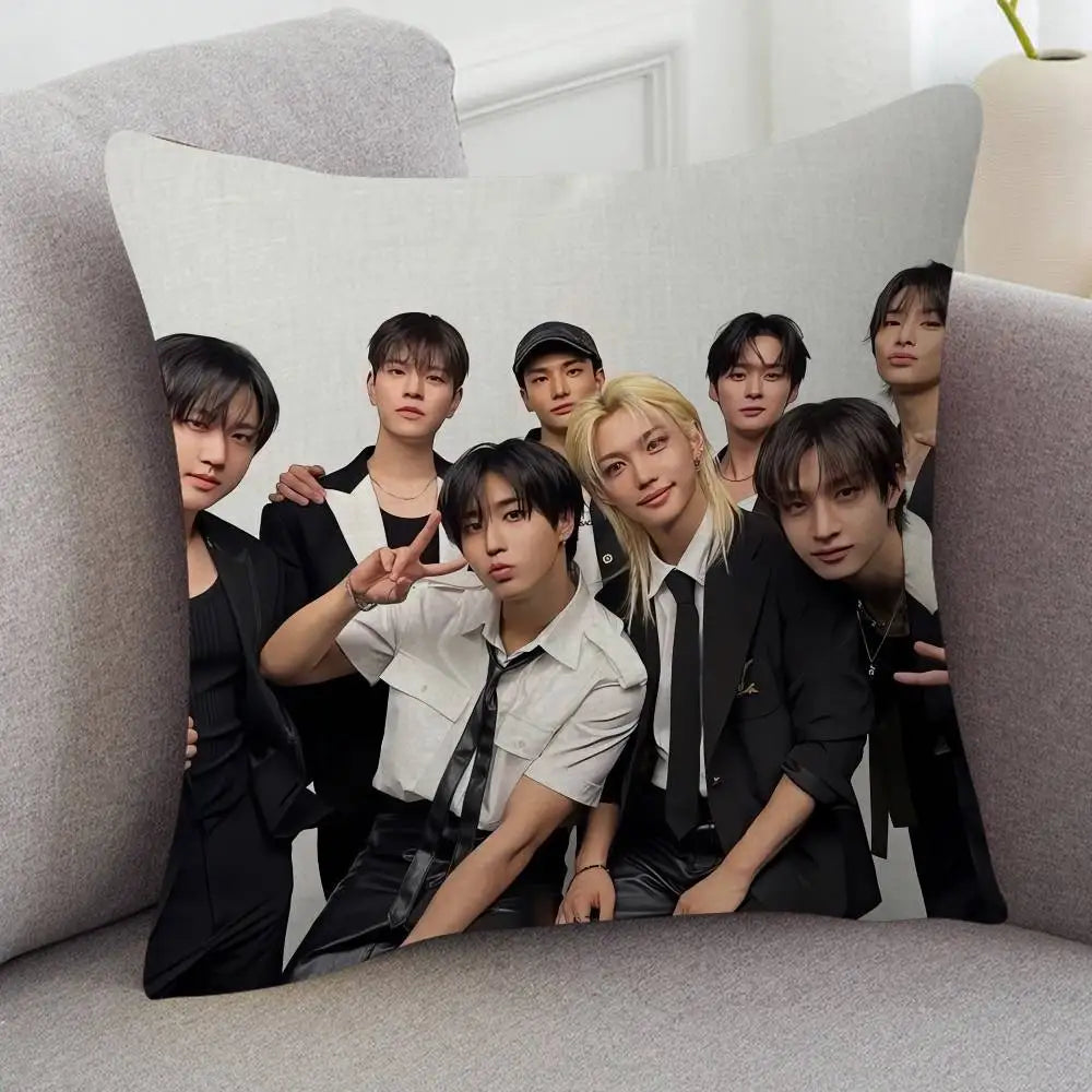 KPOP Stray Kids Cute Cartoon Two-dimensional Pillowcase Bedroom Sofa Cushion Cover Nap Pillow Cover