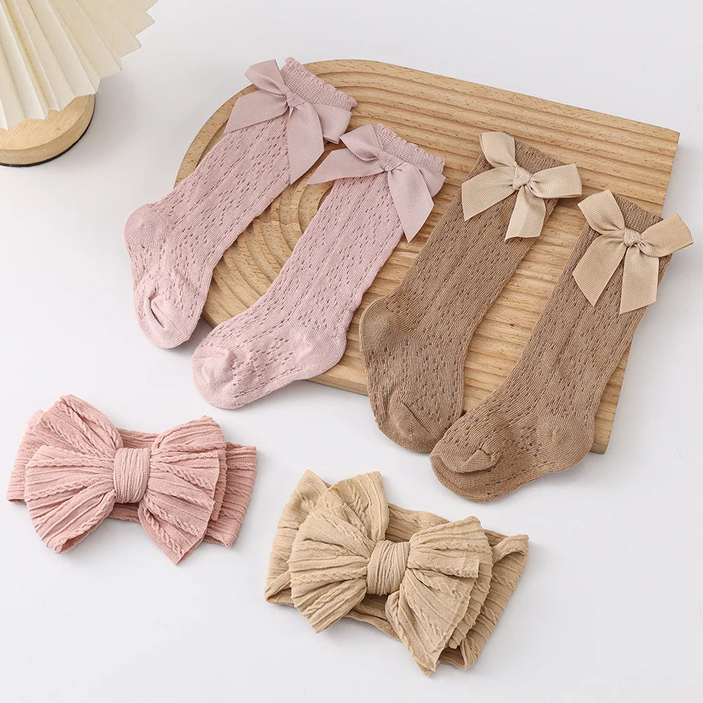 Baby girl set with openwork socks and headband