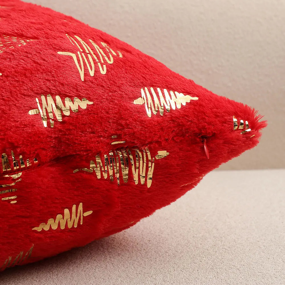Christmas Foil-Print Decorative Cushion Cover, Plush Soft Pillowcase for the Living Room, Sofa, or Bedroom, 30 × 50 cm Throw Pillow Cover