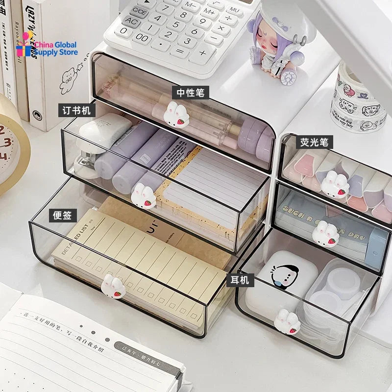 Transparent 3-Drawer Desk Organizer