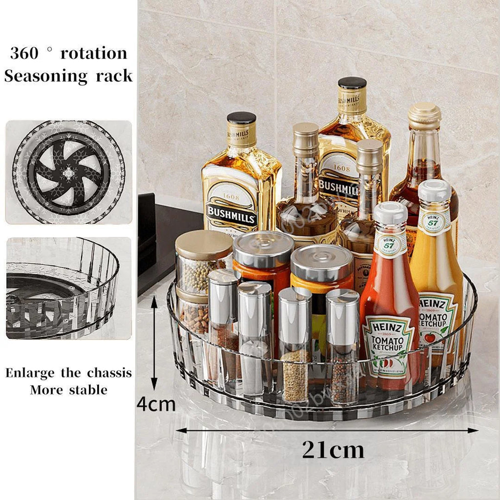 Organizador giratorio 360 para especias, estante para armario de cocina, bandeja giratoria con base para almacenamiento de condimentos y cosméticos