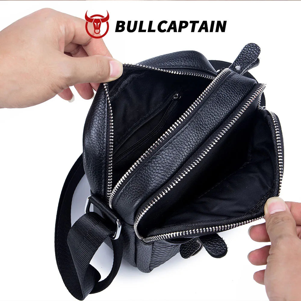 BULLCAPTAIN Genuine Leather Messenger Bag