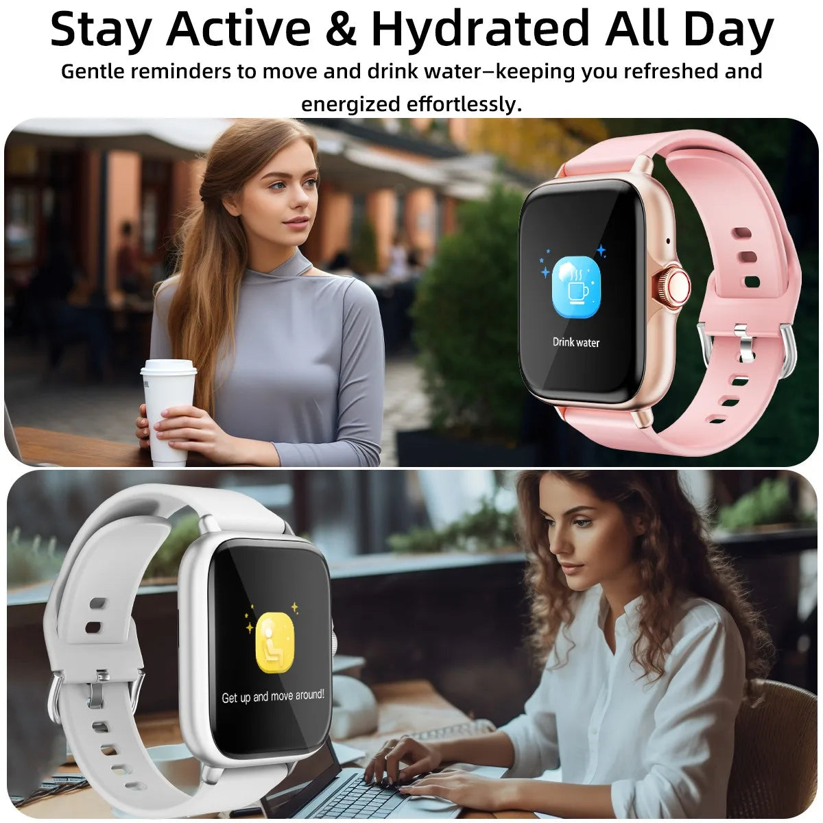 Smartwatch Wireless Call Waterproof Fitness Watch Sleep Message Reminder Heart Rate Blood Oxygen for iPhone Android Men Women