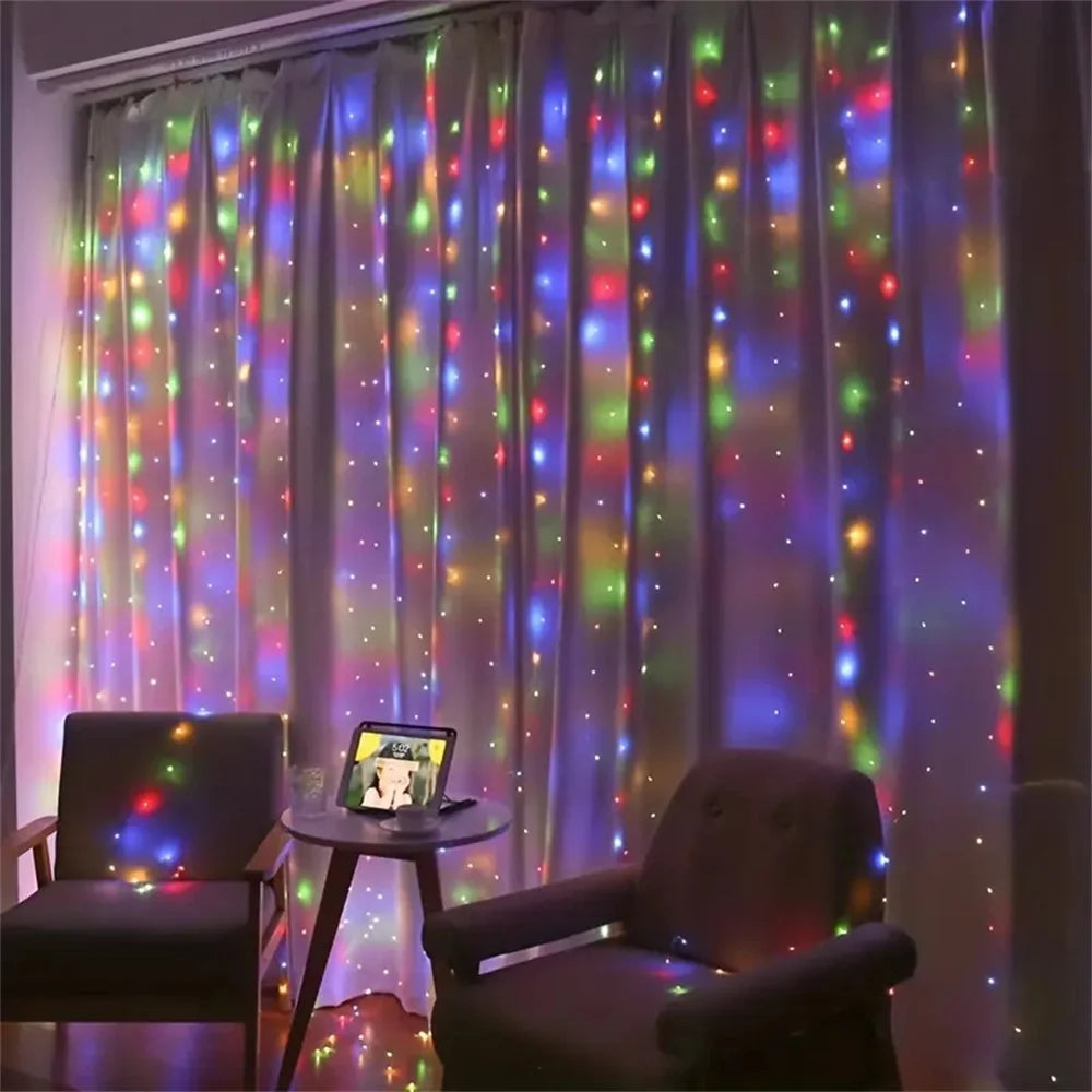 Cortina de luces USB - 8 modos de iluminación, cadena de luces LED tipo hada para decoración de Navidad, Halloween, Año Nuevo, bodas, hogar y jardín