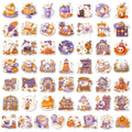 50Pcs Healing Pastel Halloween Stickers Cute Ghost Pumpkin Dessert Waterproof Vinyl Decals for Journal Laptop Phone Gift
