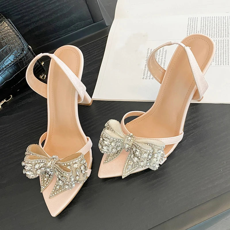 Sandali slingback donna Liyke a punta con fiocco luminoso