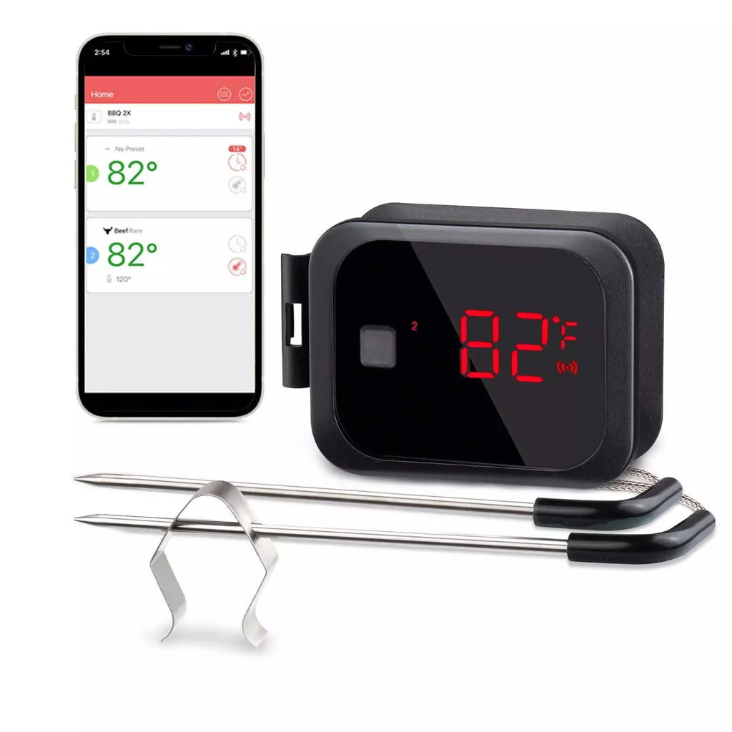 Termómetro digital remoto para barbacoa INKBIRD con 2 sondas, termómetro inteligente Bluetooth inalámbrico para carnes, parrilla y horno