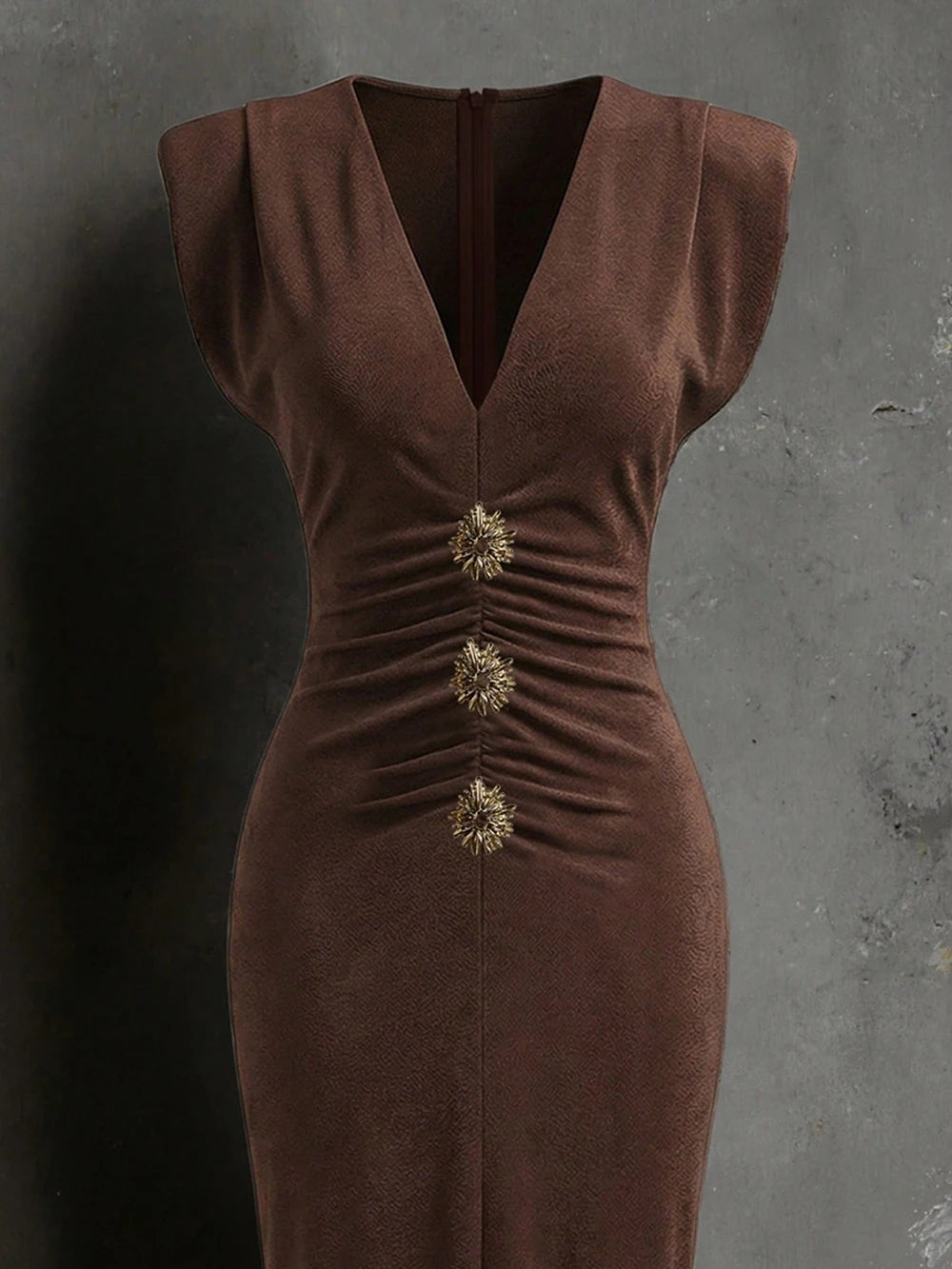 Women's fitted polyester midi dress