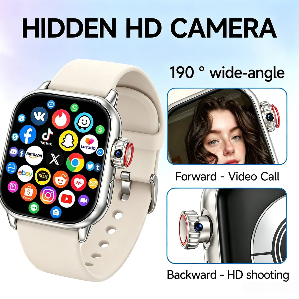 New S10 MAX Smart Watch 4/5G SIM Card 2.06''AMOLED Screen GPS WIFI 190°Rotating Camera Video Call Google Play Android Smartwatch