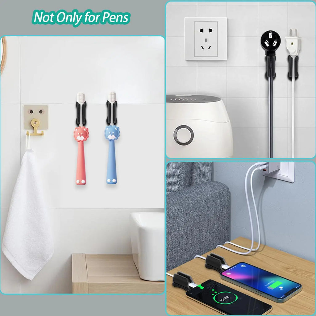 Adhesive Silicone Desk Pen Holders, 3-Piece Set