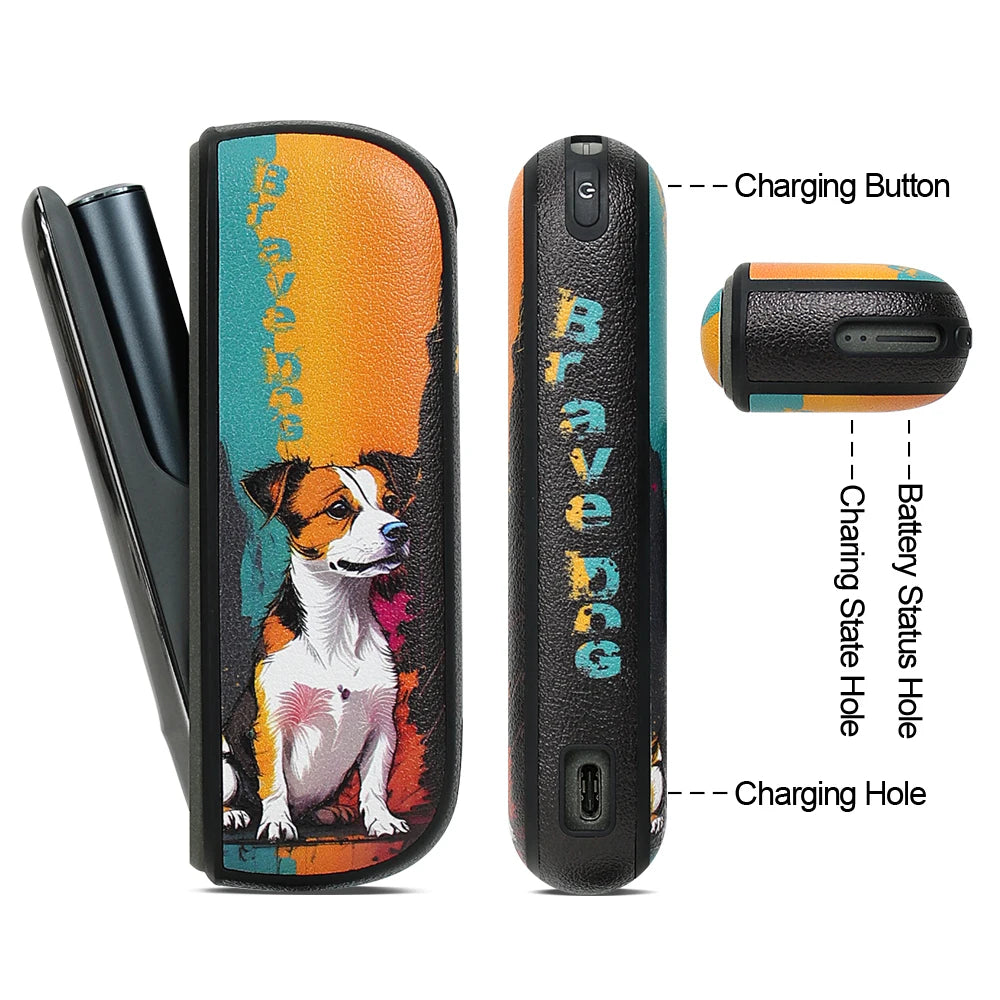 Funda protectora de piel sintética para ILUMA, portátil y resistente a los golpes, el accesorio para cigarrillos electrónicos con estampado de perro.