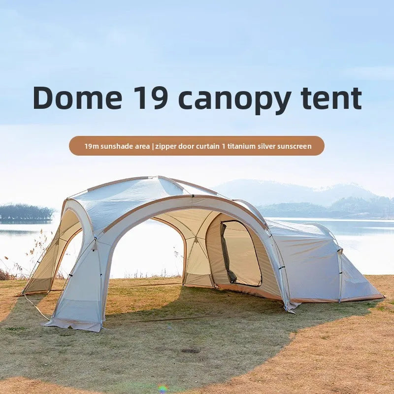 Dome-Style Camping Lounge Tent, Outdoor Sunshade Shelter with Breathable Ventilation, Wind-Resistant Rain-Repellent Cover