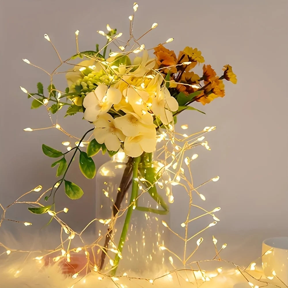 Exploding Starry Burst Vine LED Lights, 8 Lighting Modes USB Operated Copper Wire Lights, Glow Xmas Romantic Ambient Decor