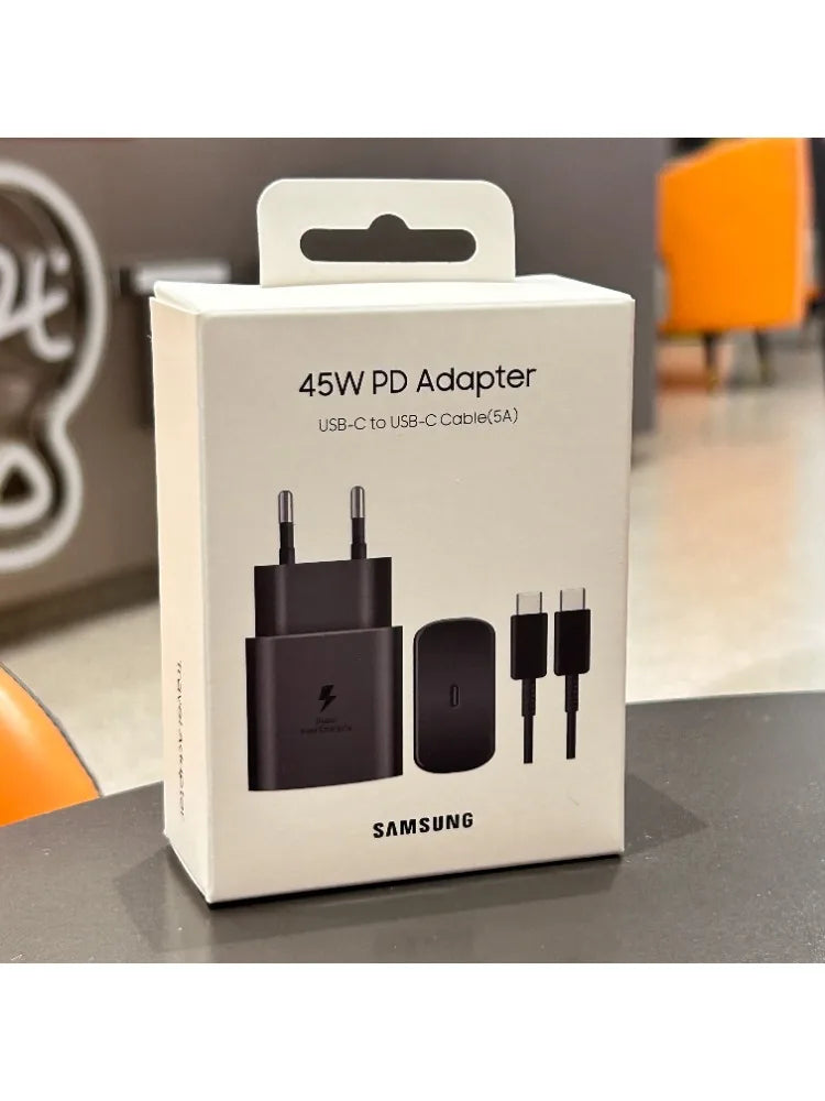 Samsung 45W PD Charger Super Fast Charging For Galaxy S25 Ultra Plus FE S24 S23 S22 A56 A55 A36 A17 EU Adapter 5A Type C Cable