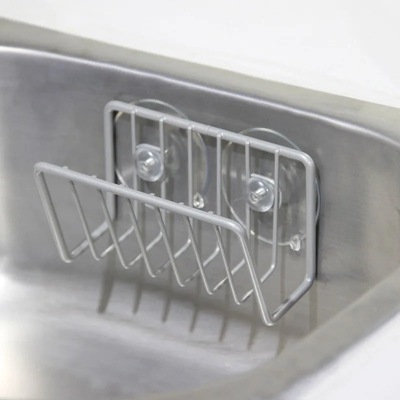 Schwammhalter für die Küchenspüle, Schwammhalter aus Edelstahl mit Saugnapf, Küchenzubehör, wandmontierter Spülen-Organizer