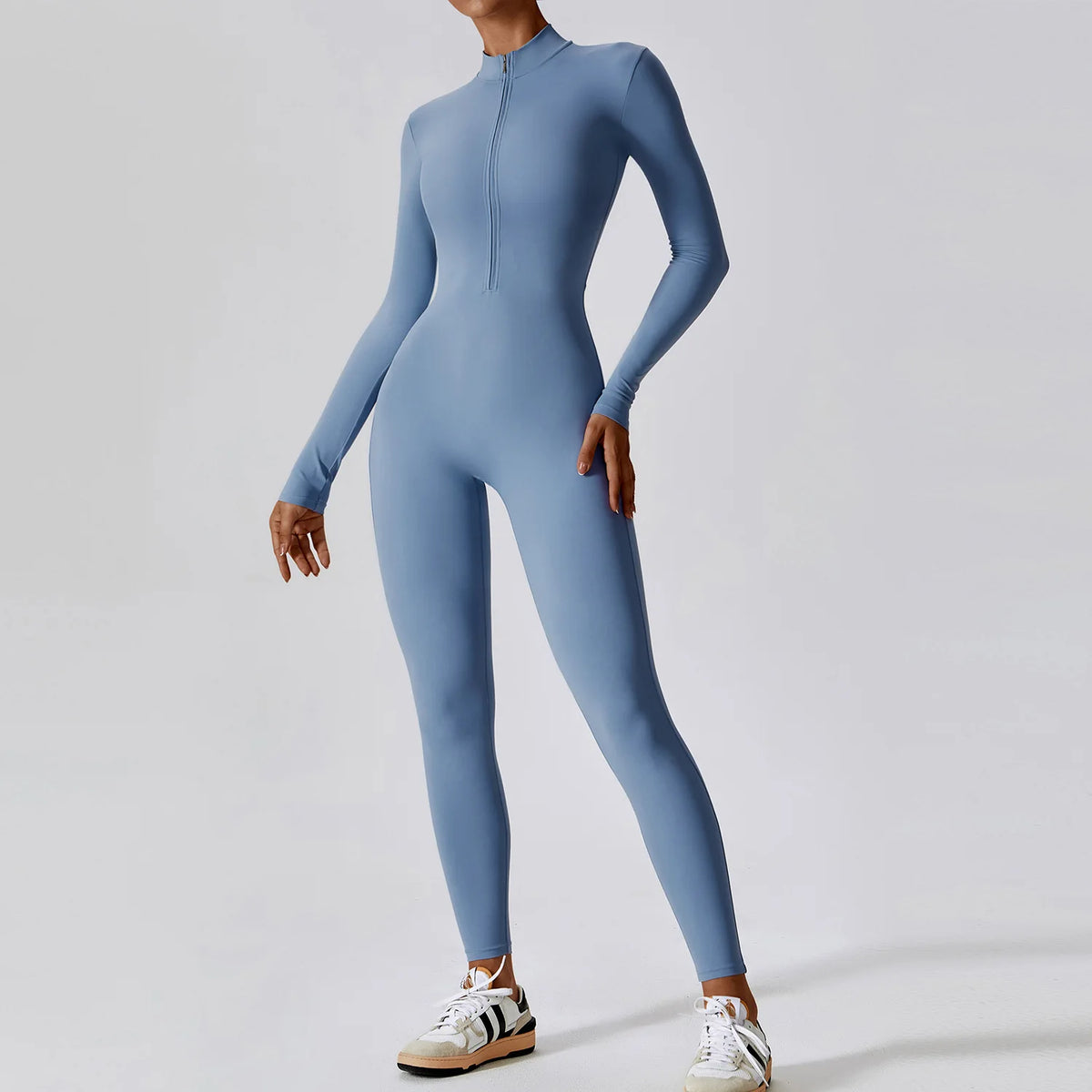 Tuta yoga donna a maniche lunghe con zip