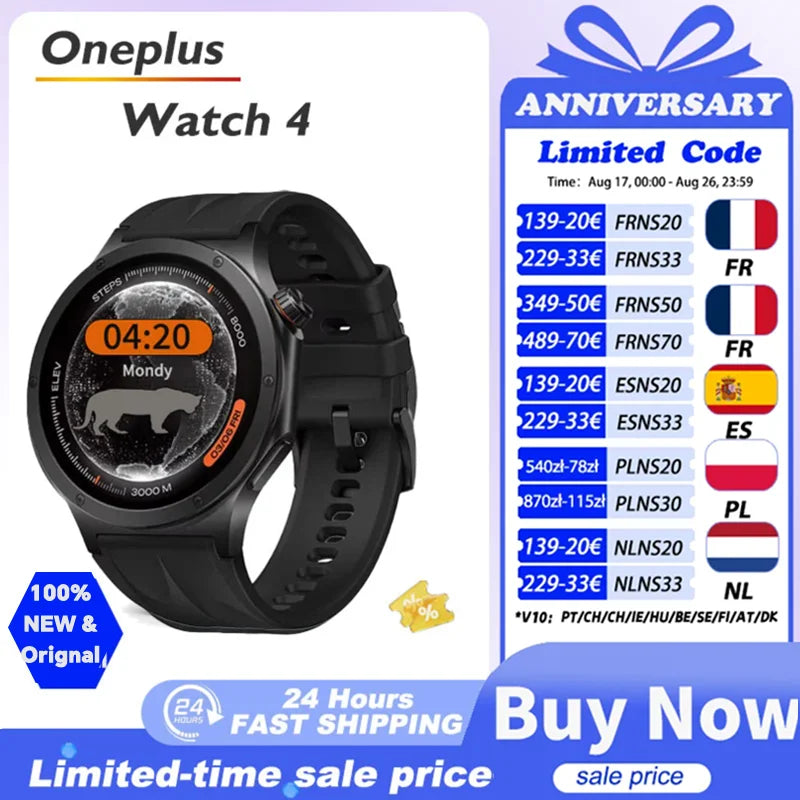 OnePlus Watch 4 smartwatch in titanio