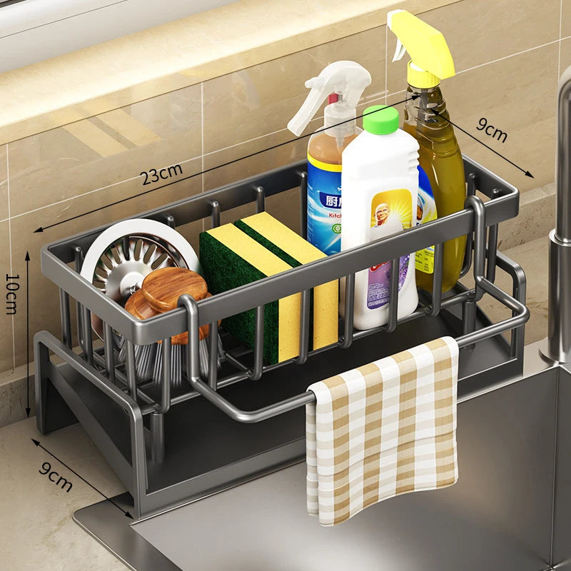 Étagère de rangement pour épices de cuisine avec égouttoir, organisateur d'évier à installer, étagère à fixer sur robinet pour accessoires de cuisine domestique