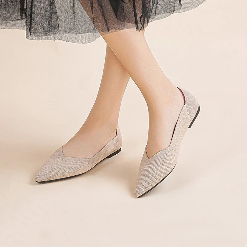 Ballerine da donna a punta con tomaia in cotone