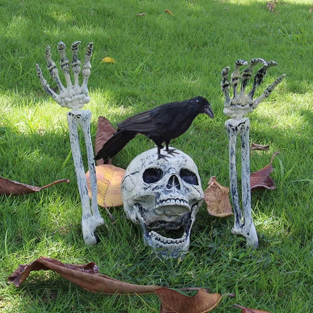 Decoración de Halloween, accesorio de festival fantasma, calavera y mano humana artificial de plástico, decoración para bares y fiestas de disfraces.