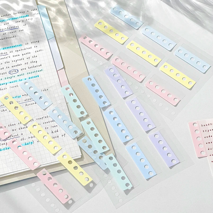 1pc self-adhesive binding hook stickers with round holes - Loose page storage labels for DIY notebook diary photo storage boxes