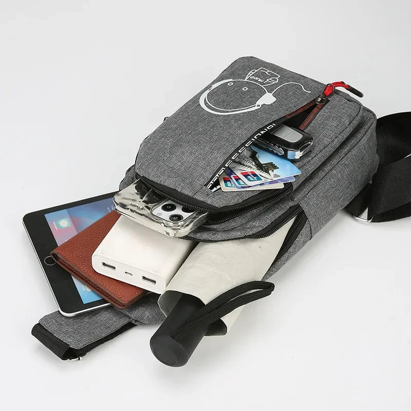 Men's Crossbody Bag, Creative Casual Multi-layer Shoulder Bag with Adjustable Strap, Zipper Closure & Multiple Pockets, for Daily Outings, Commuting, Travel and Parties