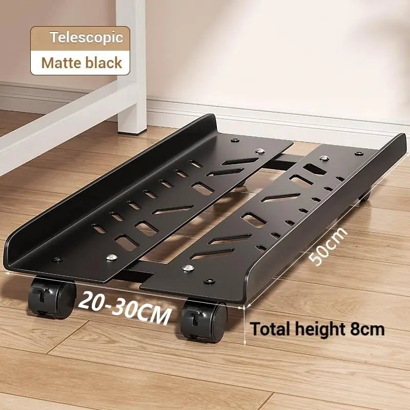 Adjustable Under-Desk Computer Tower Stand with Wheels
