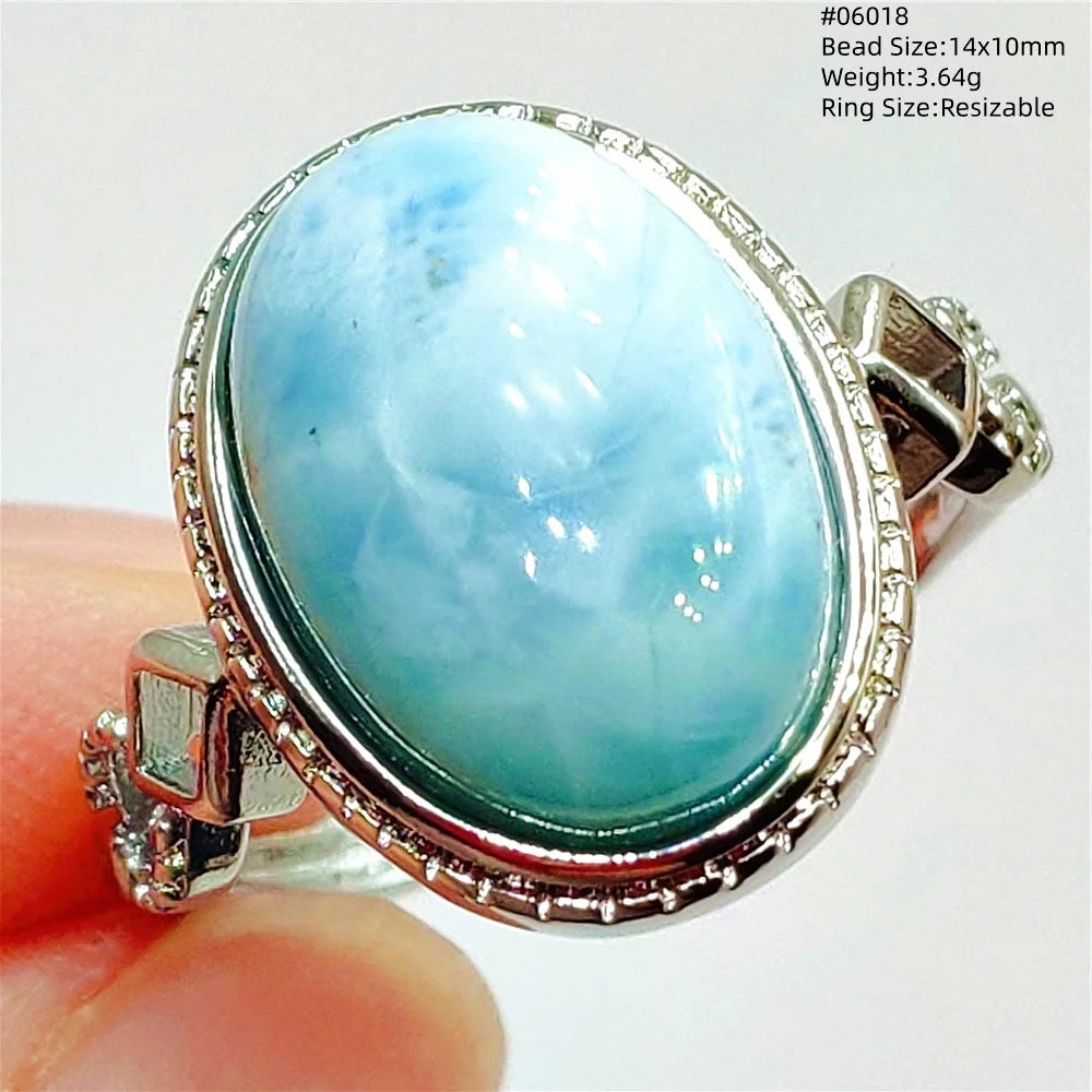 Anello regolabile in argento 925 con larimar