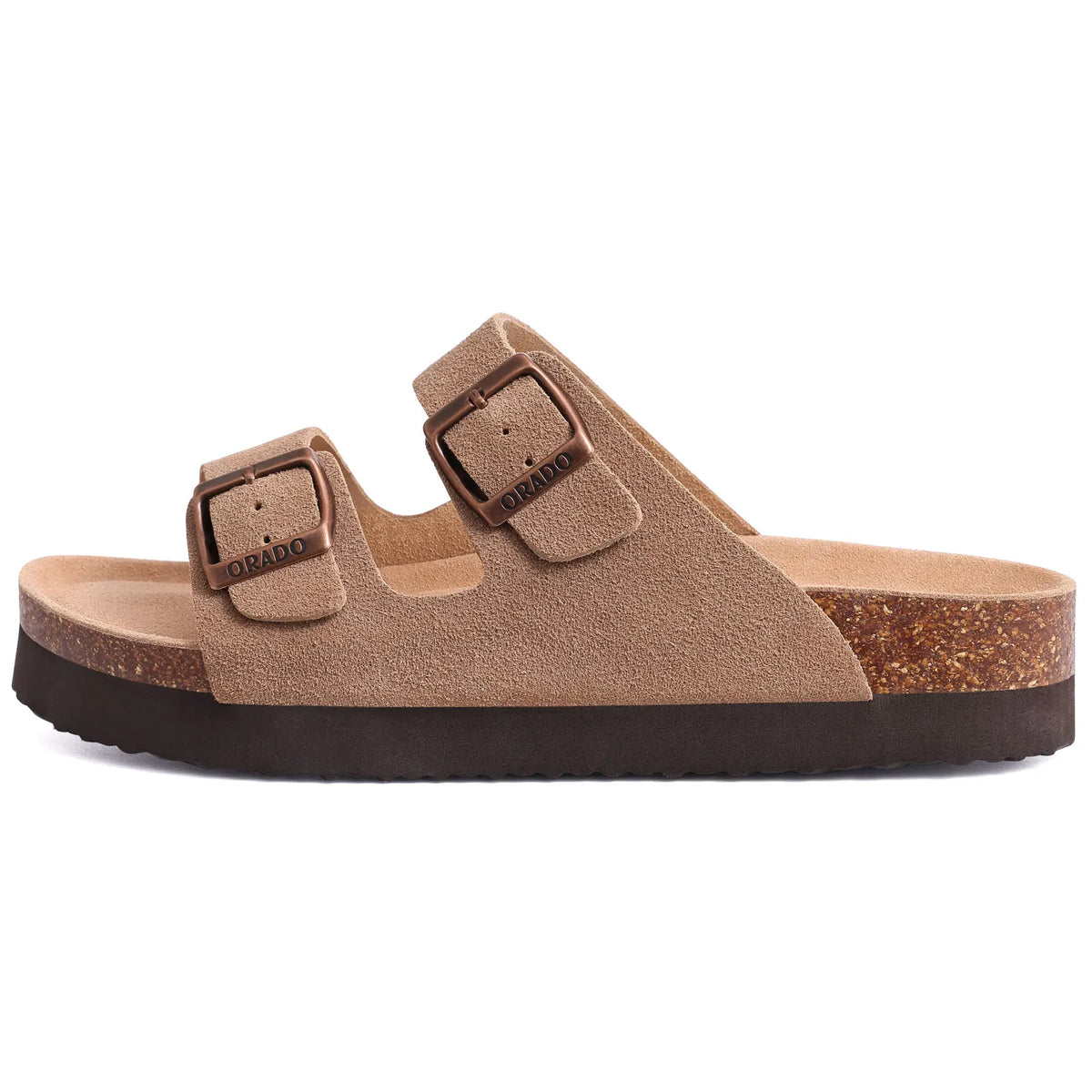 Sandales homme Kidmi, sandales à double boucle pour homme, chaussons en liège et daim, sandales de plage d'extérieur, sandales décontractées, souples et antidérapantes