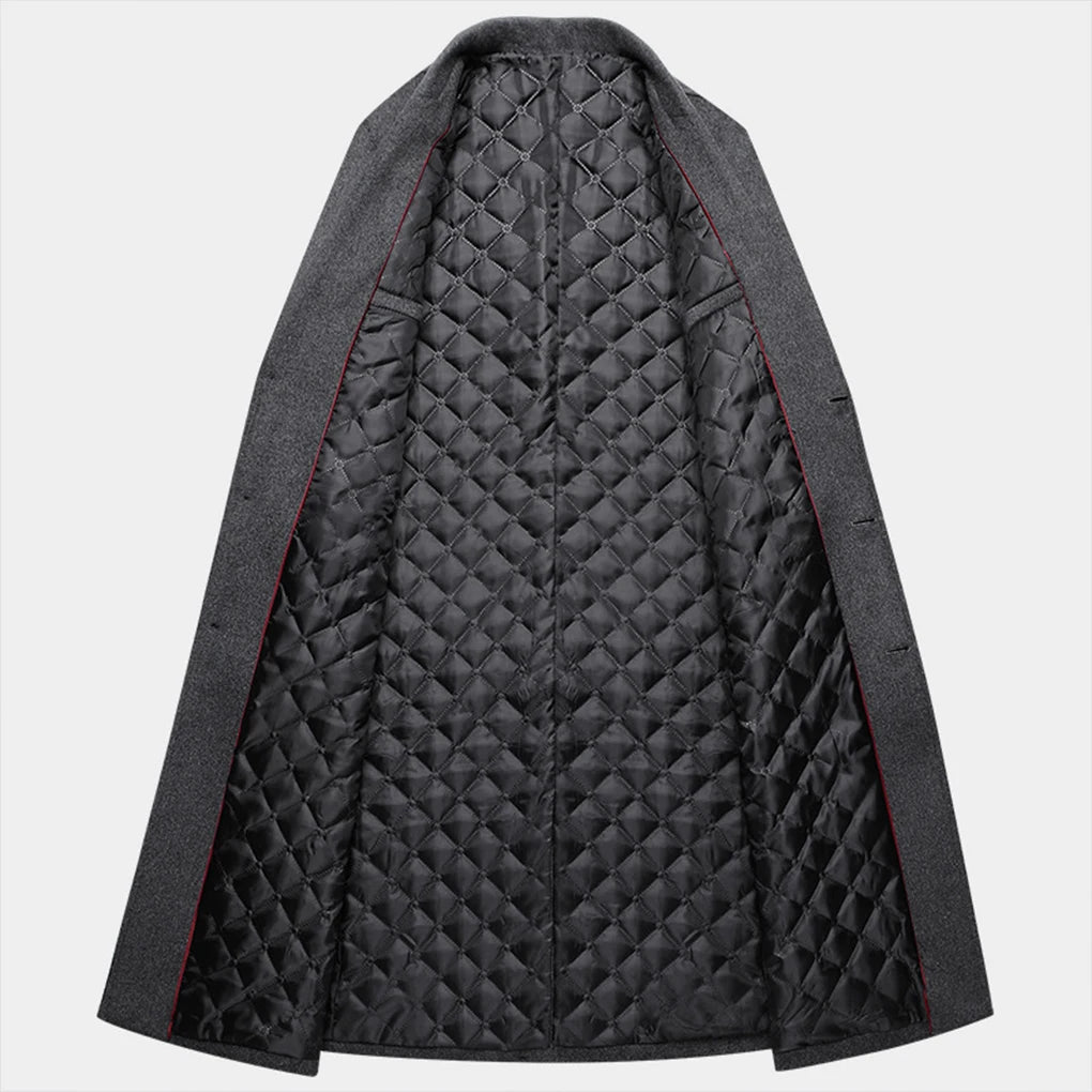 Wool Trench Coat Thickened Cashmere Coats Overcoat Male Clothes Gray