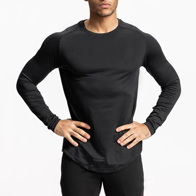 Maglia sportiva aderente uomo, maniche lunghe