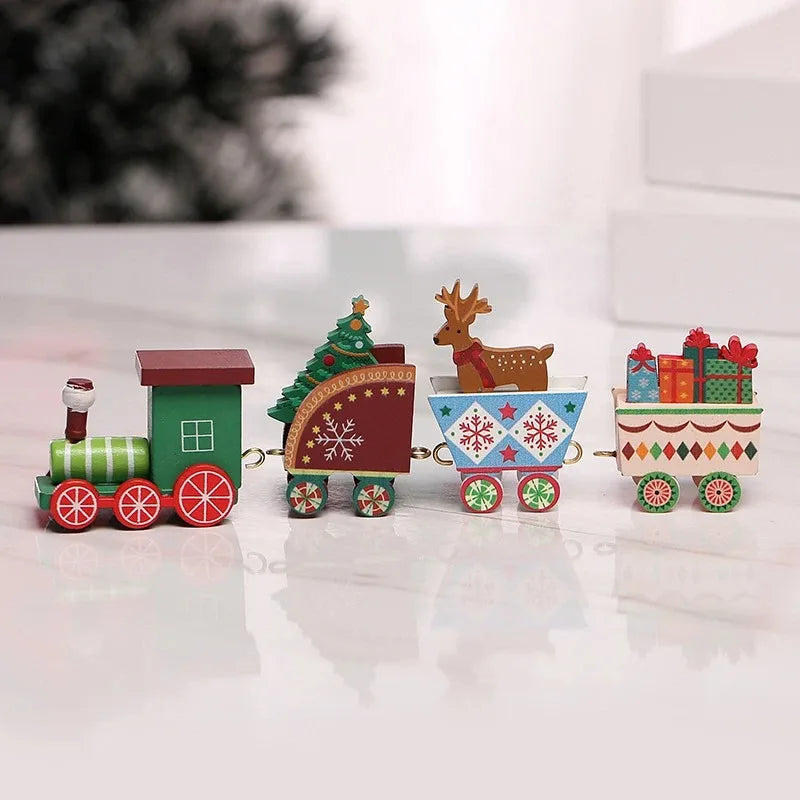 1Pcs Wooden Mini Train Christmas Decoration Reindeer Snowflake Decor for Home Decor Xmas Tree Hanging Navidad New Year 2026 Gift