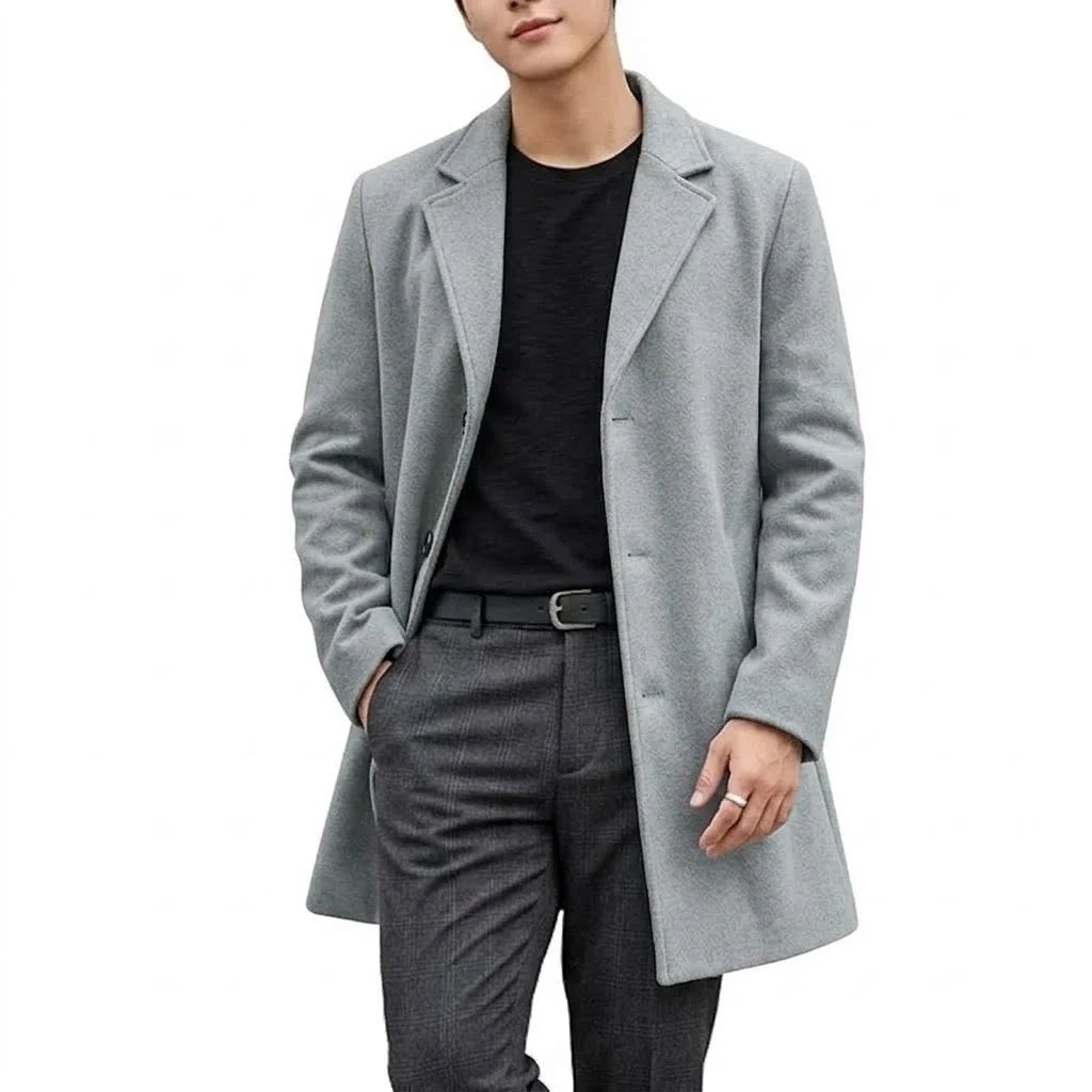 Autumn Men's Trench Coat Slim Fit Overcoat Casual Business Lapel Long Jacket Winter Warm Peacoat Casual Men's Coat Outerwear