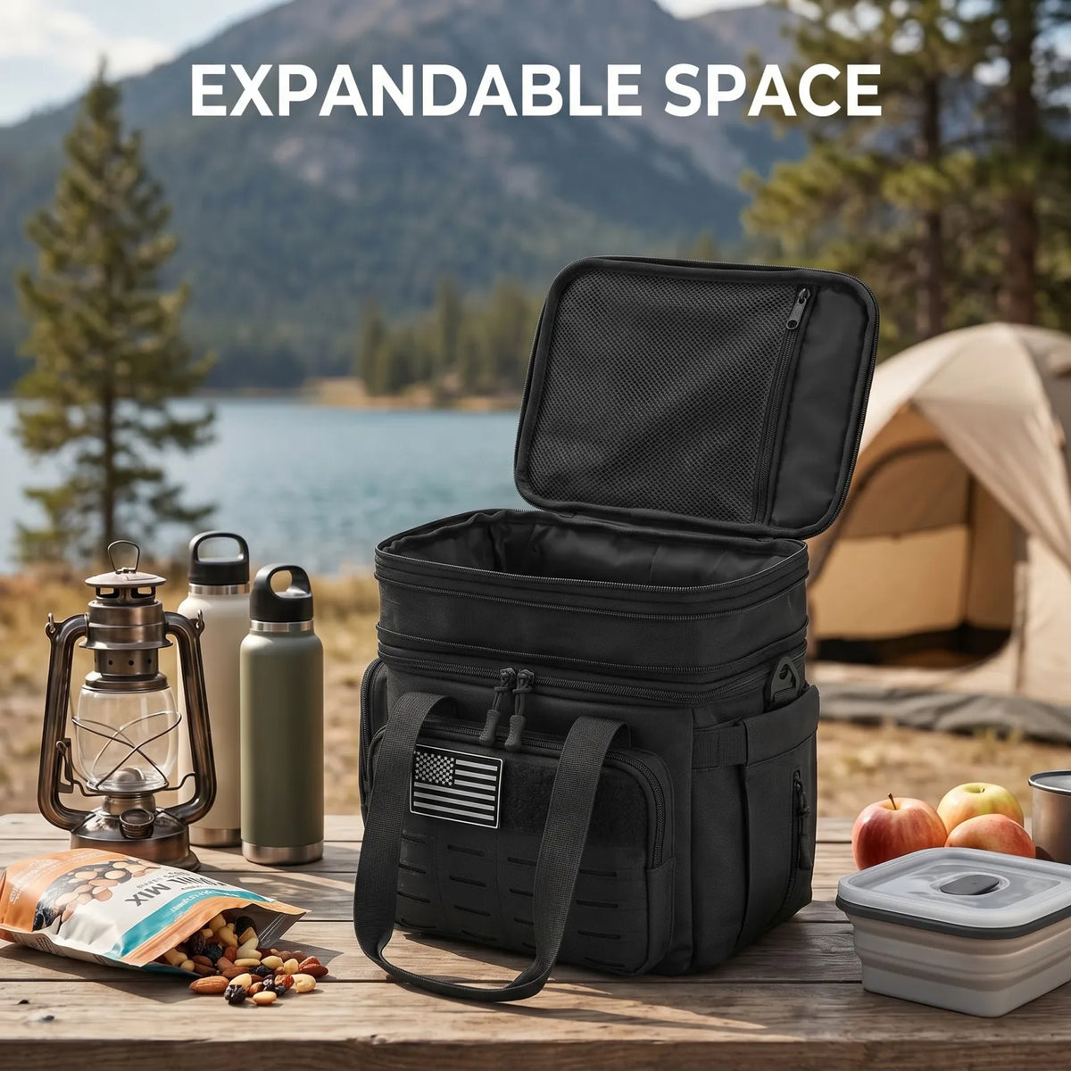 Unisex Tactical Insulated Lunch Bag with Expandable 18L Capacity, Leakproof and Heavy-Duty for Long-Lasting Cold Retention. Great for Daily Office Meal Transport, Work Commutes, Camping Trips, Picnics and All Outdoor Adventur