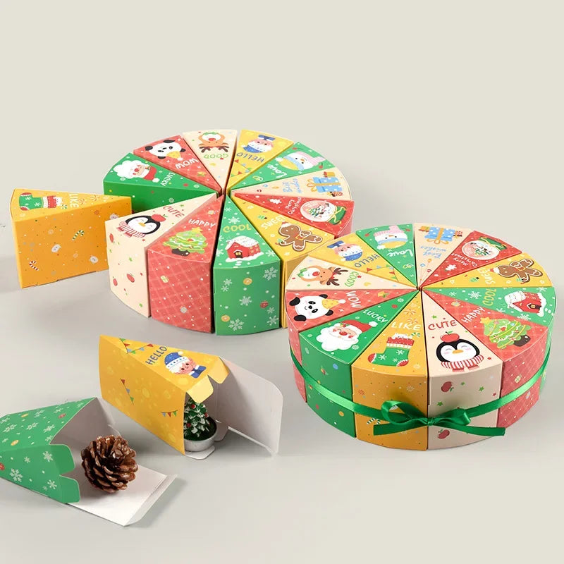 5 Lots of 60 Christmas Candy Boxes in Cake Shapes, DIY Funny 12-Day Christmas Countdown Surprise Gift Boxes for Xmas Party Supplies