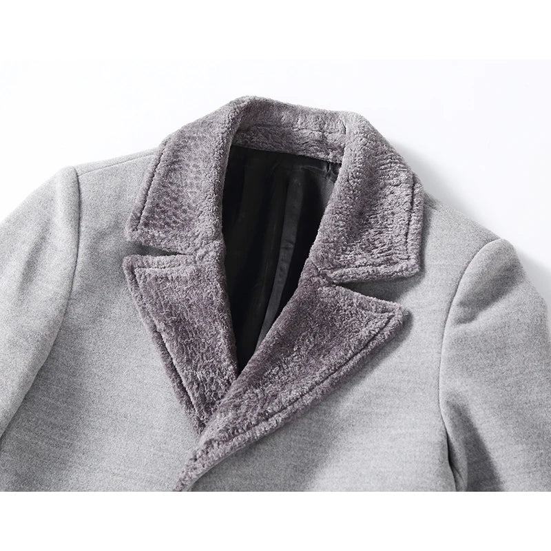 High-quality, fashionable, cool, trendy and versatile men's mid-length woolen collar casual woolen coat