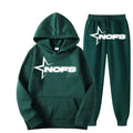Ensemble streetwear NOFS noir imprimé étoiles avec sweat à capuche et pantalon de jogging, pour hommes et femmes