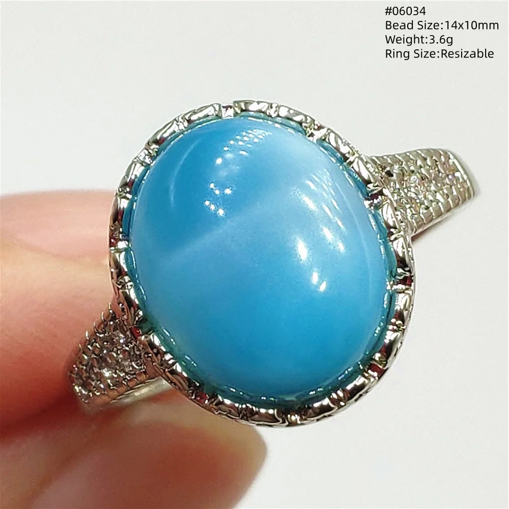 Anello regolabile in argento 925 con larimar