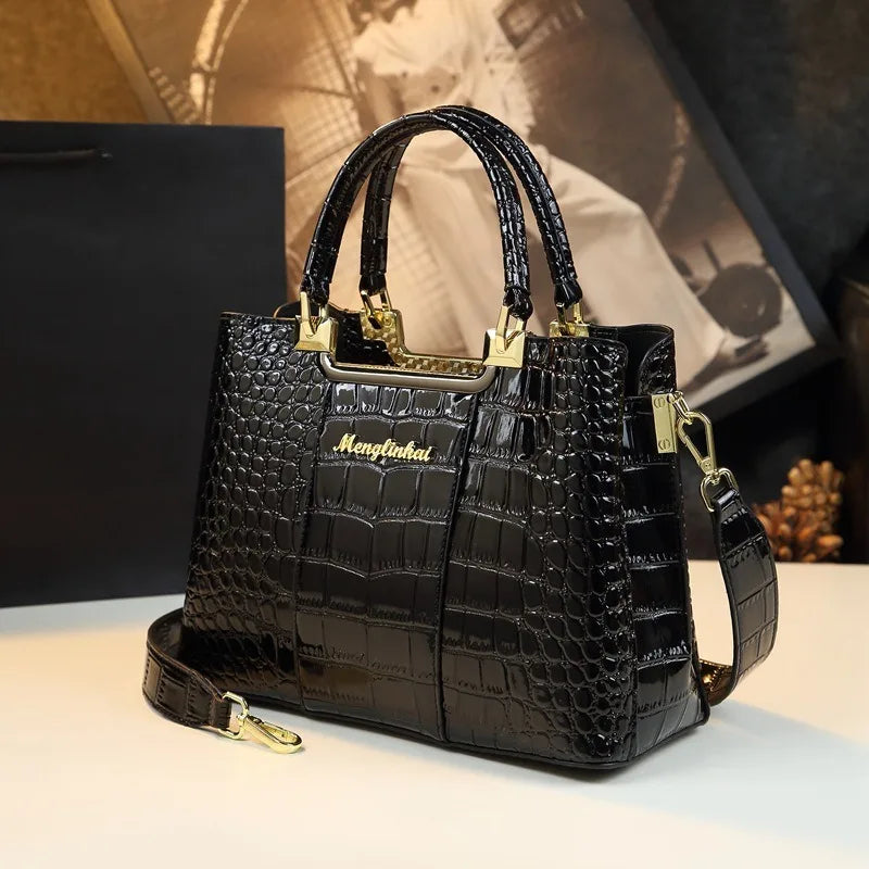 2026 New Fashionable Crocodile Pattern Elegant Middle-Aged Women's Bag Light Luxury Brand Handbag