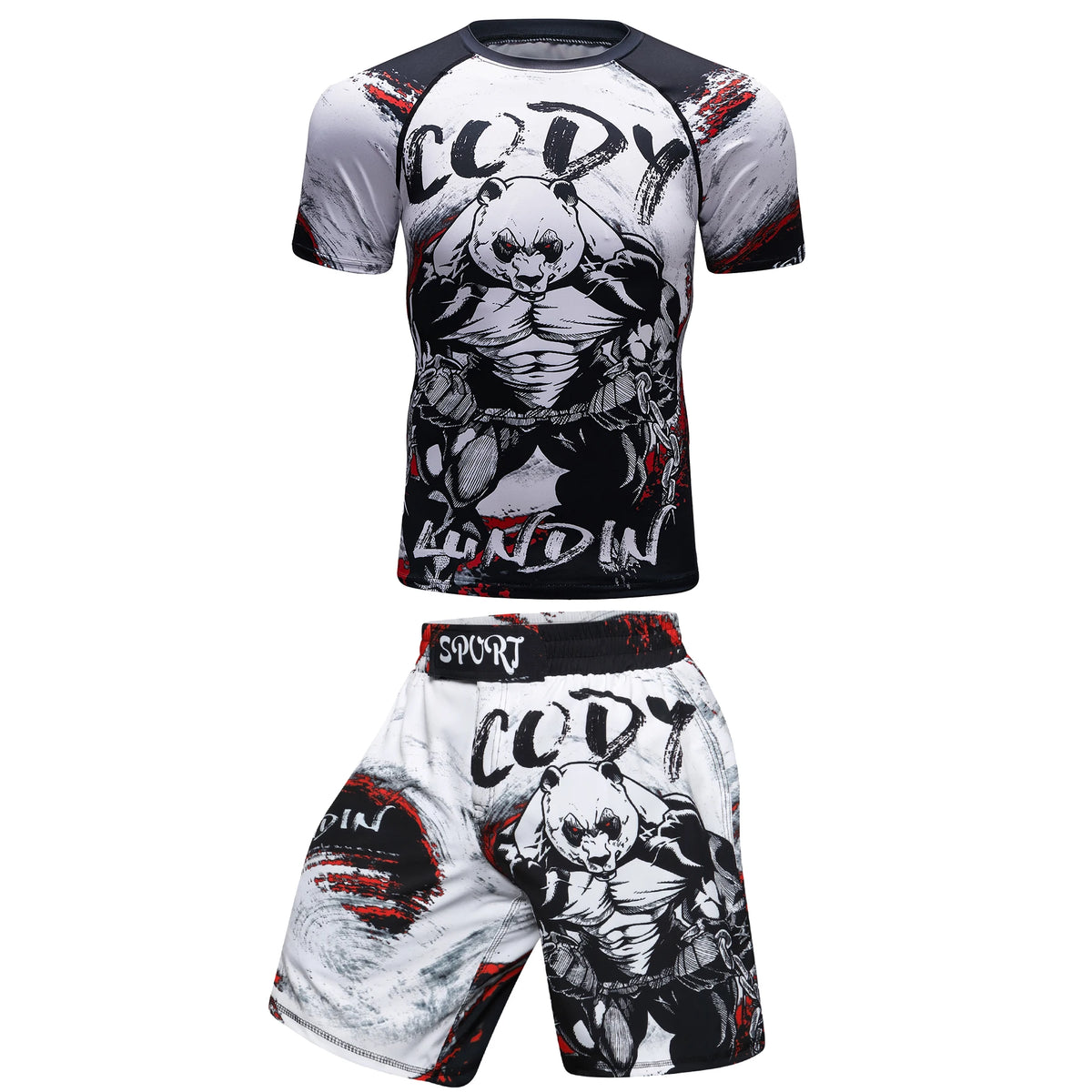 2 PCS Sports Suit Bjj Jiu Jitsu Gi Rashguard+MMA Shorts Muay Thai Pants Cool Boxing Grappling Wear Gym Fitness Running Clothes