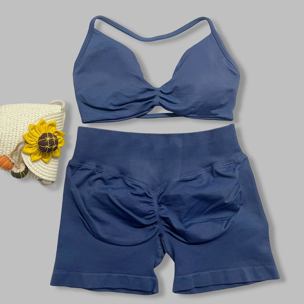 Ensemble yoga femme, 2 pièces, haut et short