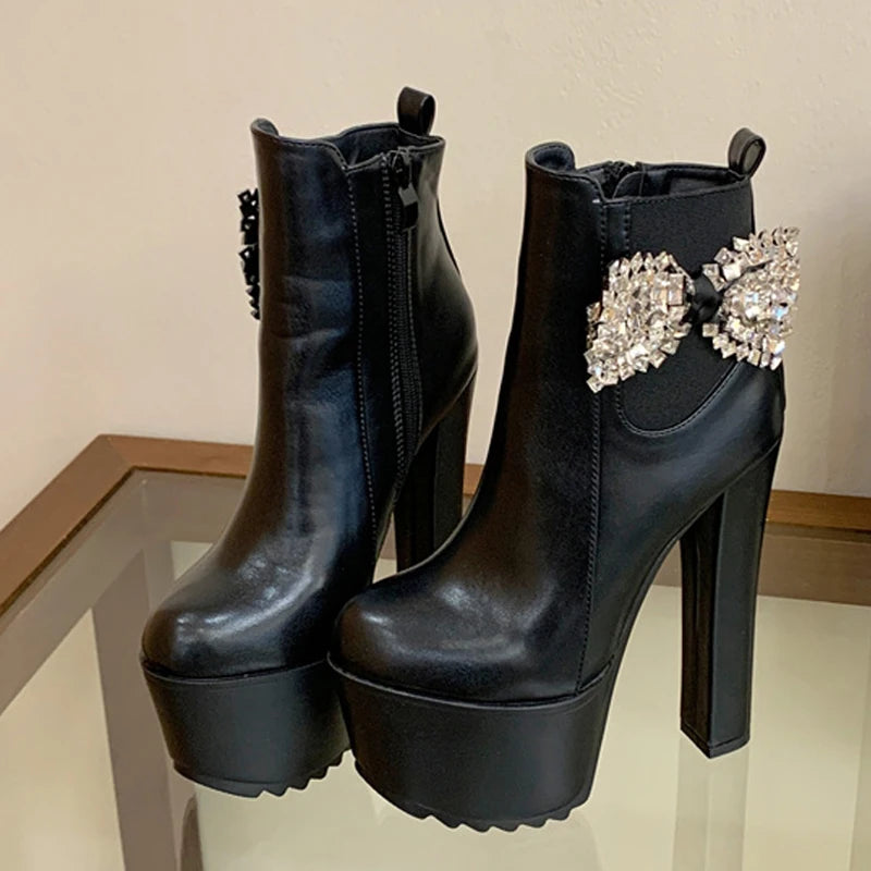 Stivaletti donna Liyke con plateau e fiocco luminoso