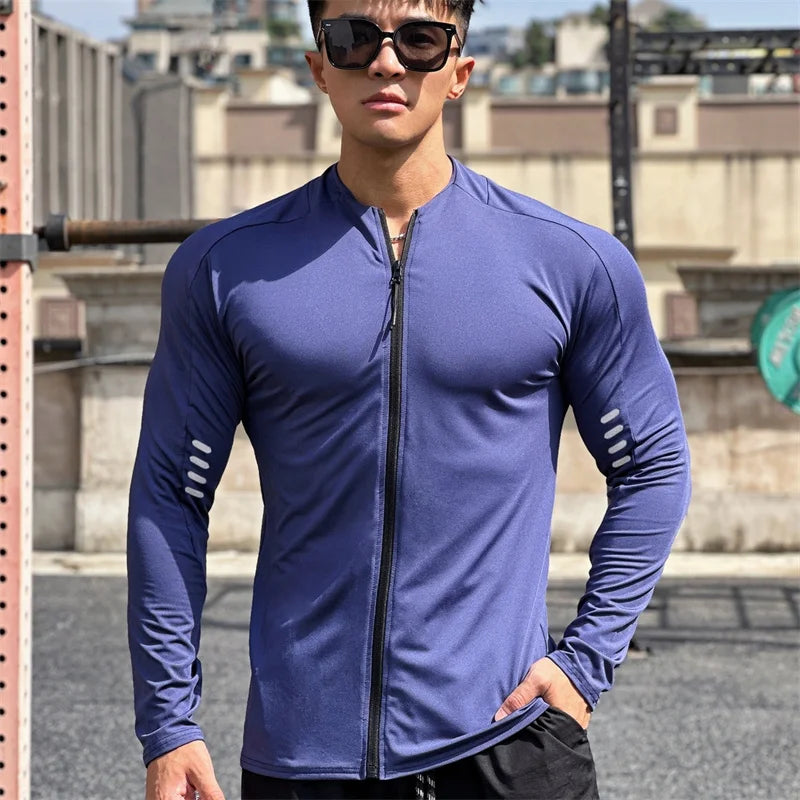Sports hoodie men's, long sleeve, zip