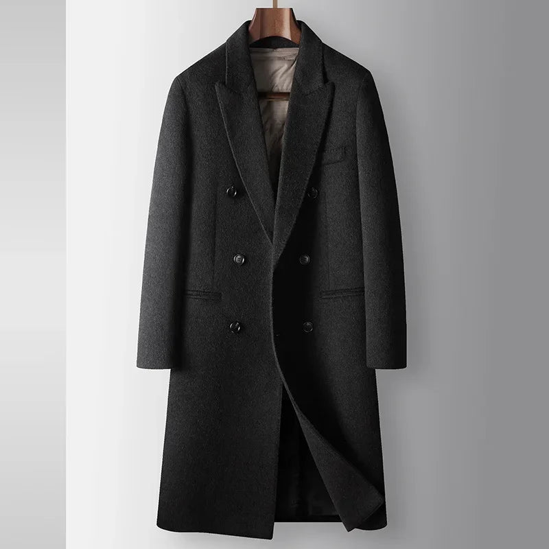 New Arrival Men's Autumn and Winter Long Style Double Breasted Detachable Down Liner Youth Business Woolen Coat Size MLXL2XL3XL